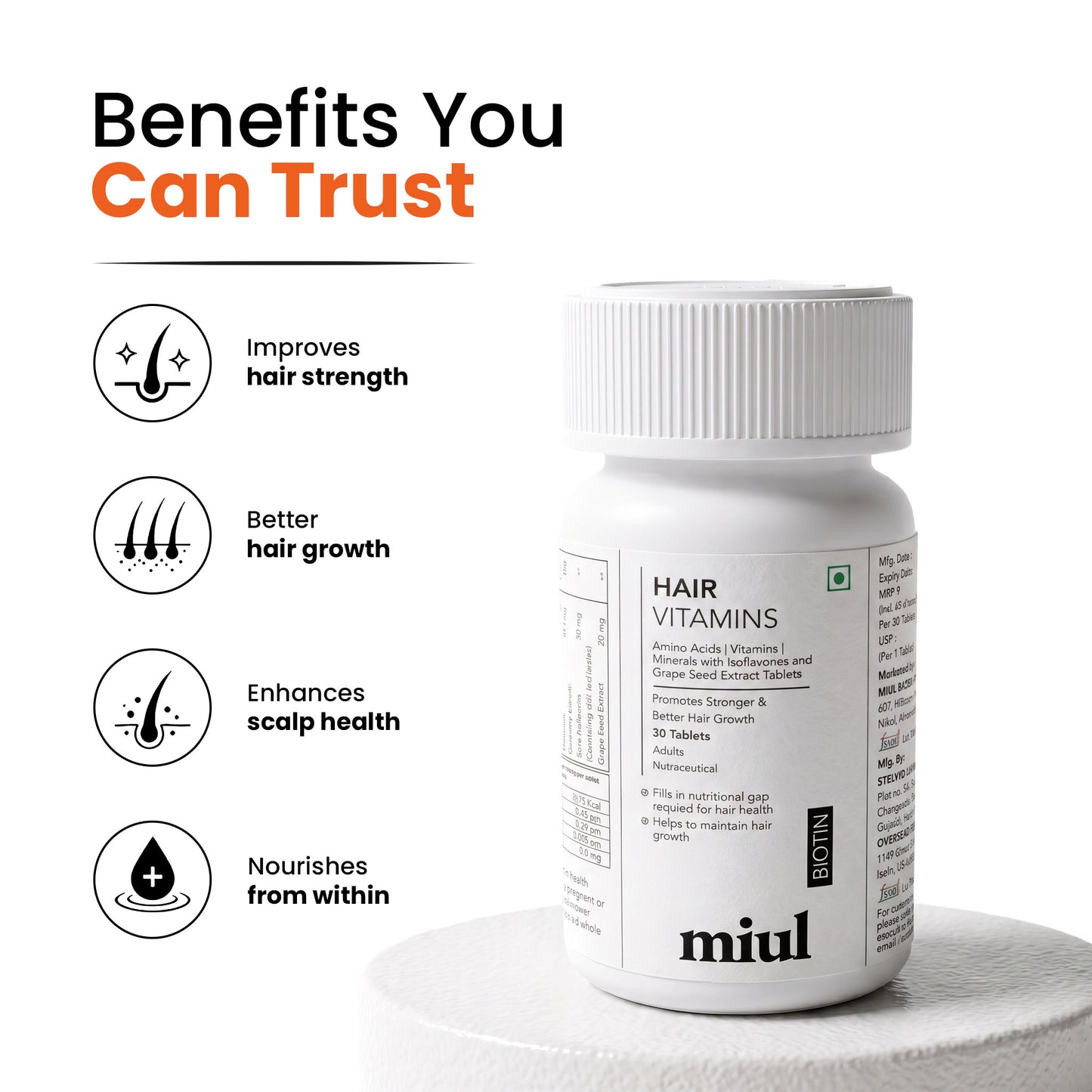 Hair Vitamin Supplements for Re-Growth | FSSAI Approved | Vegan Friendly