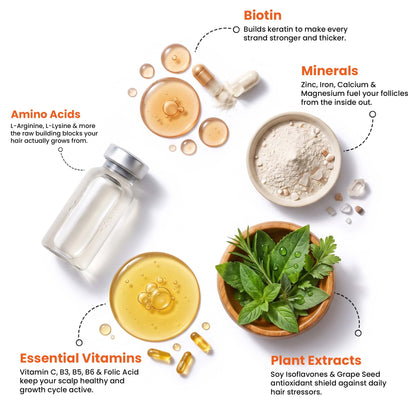 Hair Growth Topical Solution and Vitamin Supplements | Scientifically Tested | Vegan Friendly