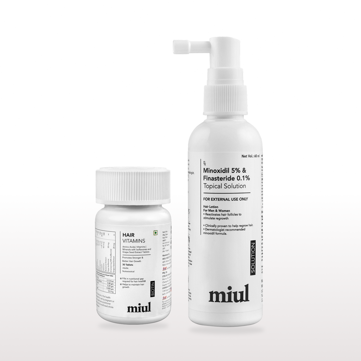 Hair Growth Topical Solution and Vitamin Supplements | Scientifically Tested | Vegan Friendly