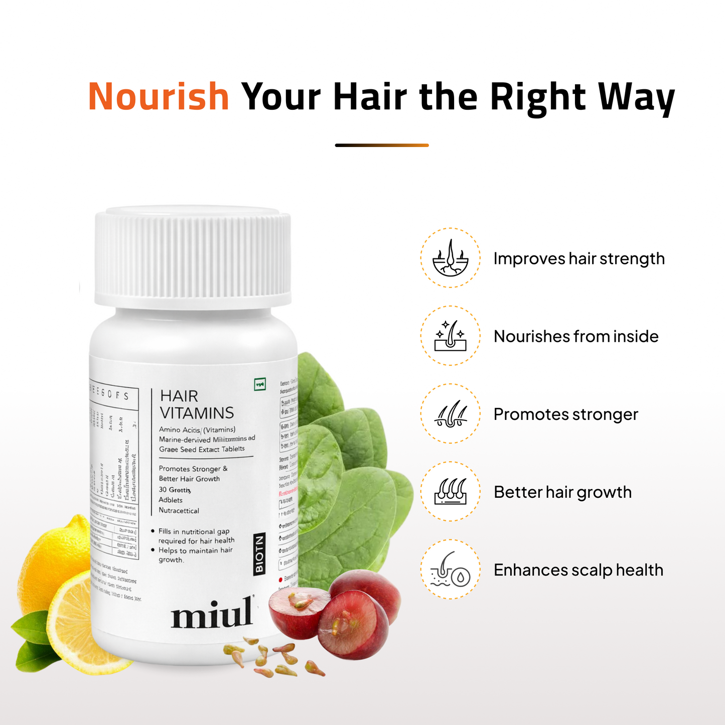 Hair Growth Topical Solution and Vitamin Supplements | Scientifically Tested | Vegan Friendly
