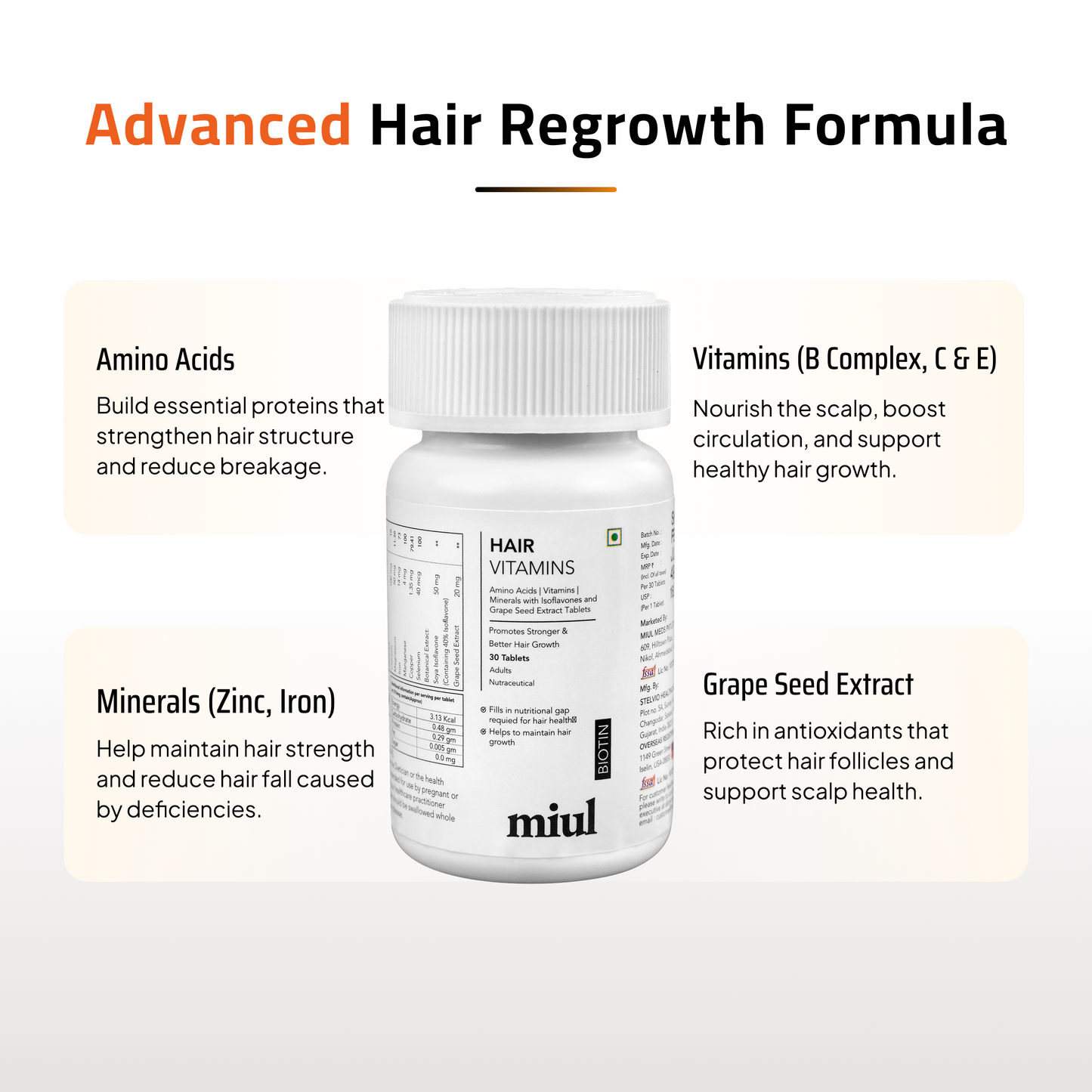 Hair Growth Topical Solution and Vitamin Supplements | Scientifically Tested | Vegan Friendly
